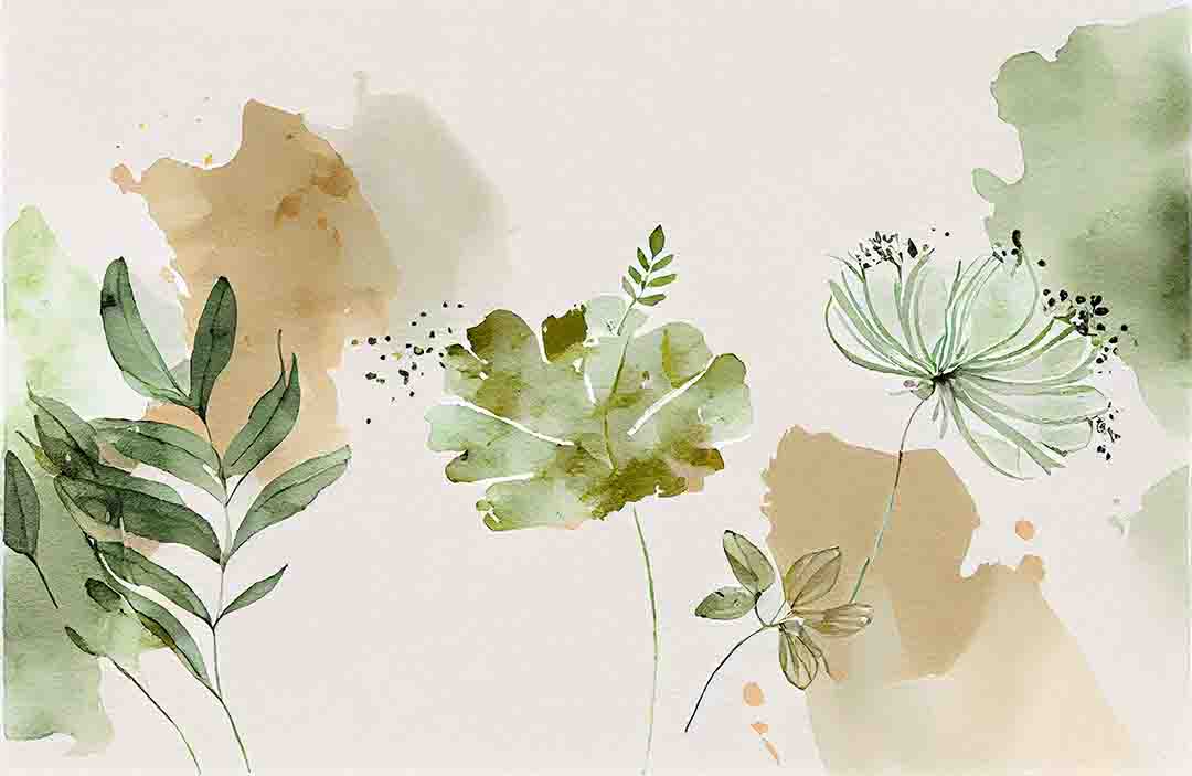 Daffodil wallmural in soft watercolour tones